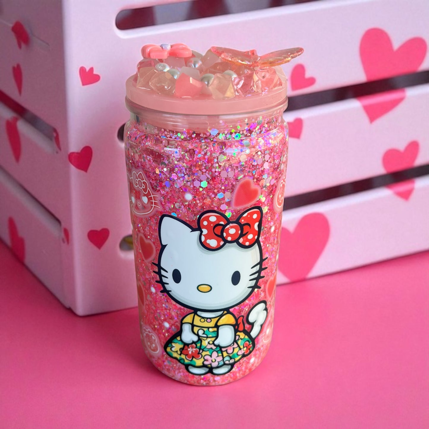 Pretty Pink - hello kitty snow globe tumbler cup