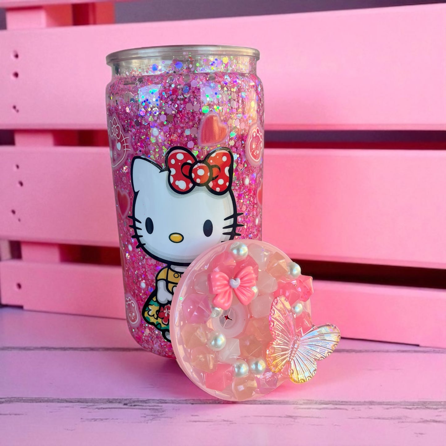 Pretty Pink - hello kitty snow globe tumbler cup