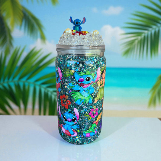 Lil o& Stitch 16 ox iced lid snow globe cup