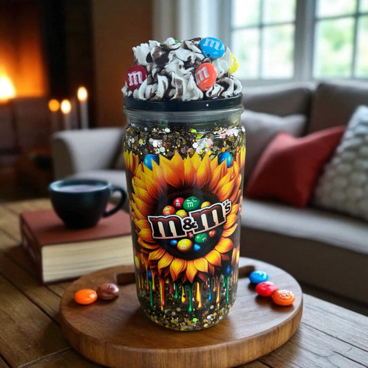 Sunflower Candy - Snow globe tumbler with whipped lid