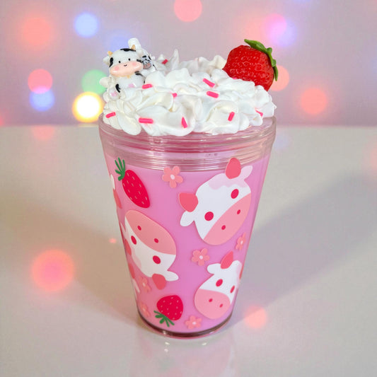 Pink Moo shake - 12 oz tumbler Snowglobe